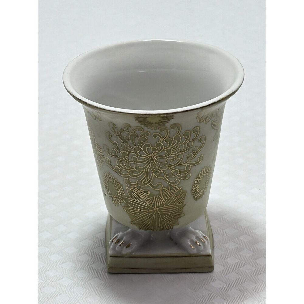 Vintage 1960's Sadek Andrea 3‎ 3/8” footed porcelain hand enameled vase